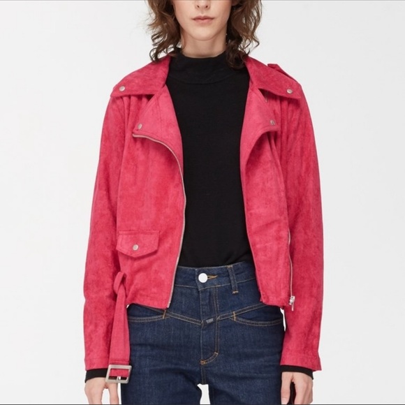 Noize Hot Pink Vegan Suede Moto Jacket - Picture 4 of 9